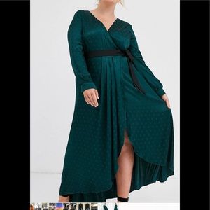 ASOS Curve Green Satin wrap dress size 22